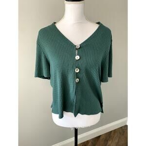 R & K Originals Vintage Button Up Green Shirt Sz 12